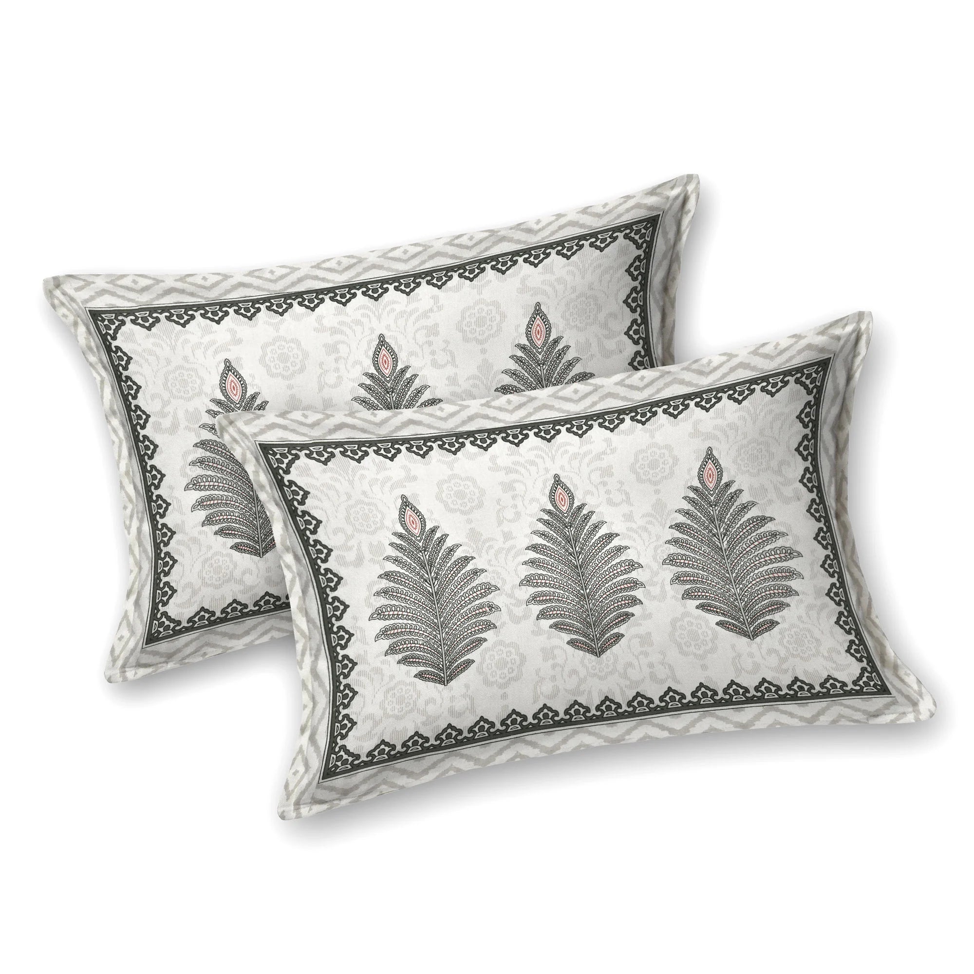 Elegance 100% Pure Cotton 144 TC Abstract Double Bedsheet with 2 Pillow Covers - Grey